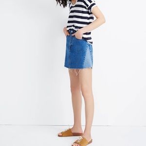 Madewell Rigid Denim A-Line Mini Skirt Pieced Edition